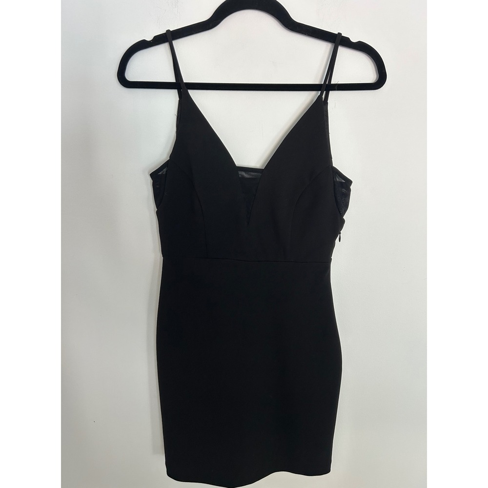 Express Womens Black V-Neck Mesh Detail Bodycon Sleek Mini Dress XXS